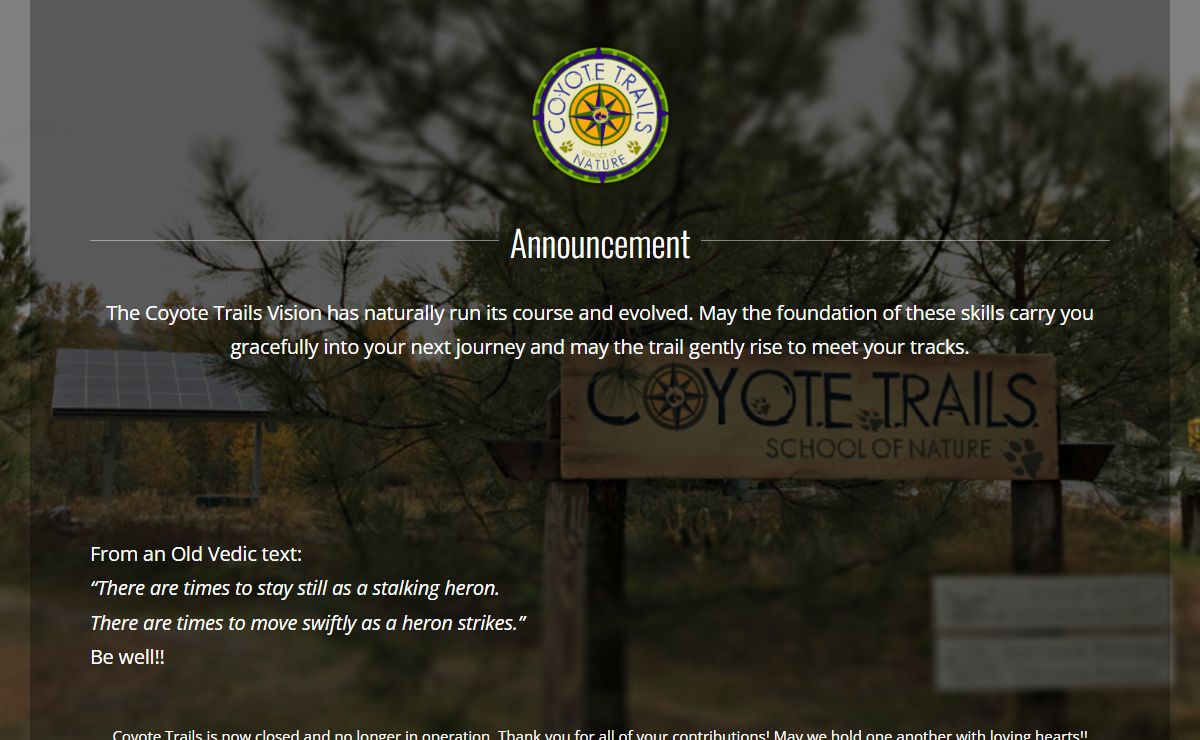 Coyote Trails School of Nature – Discover Who You Are By Discovering Where You Are!