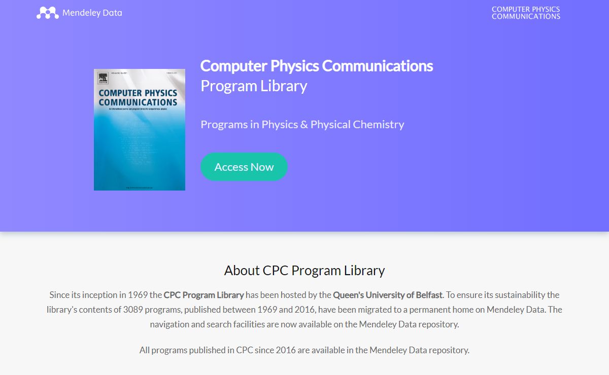 Computer Physics Communications Program Library