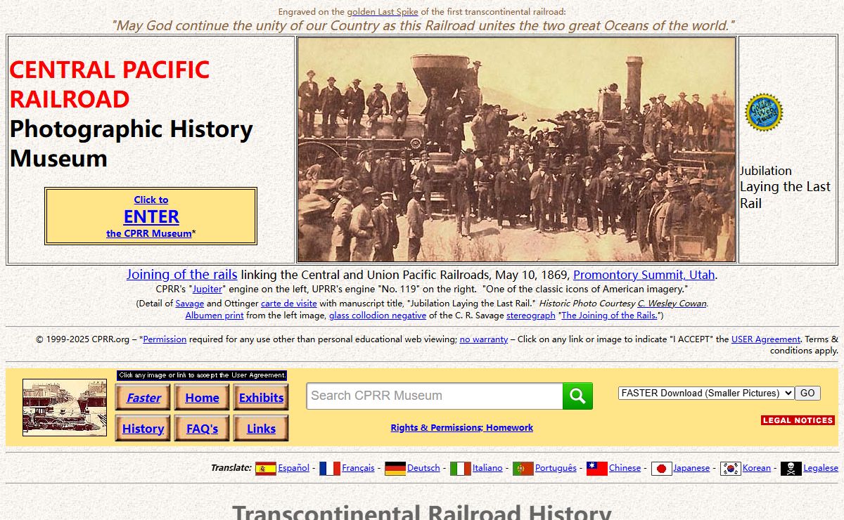 First Transcontinental Railroad - Central Pacific Railroad Photographic History Museum
