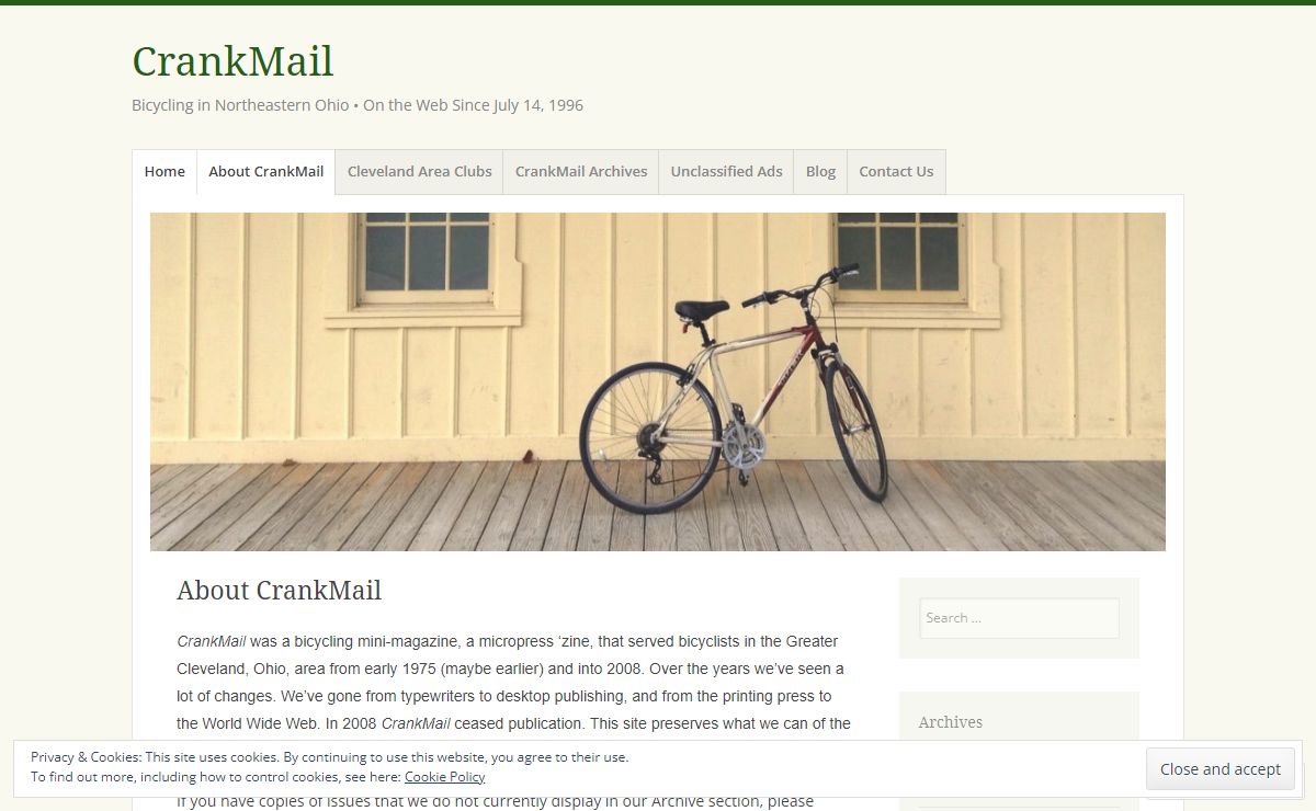 CrankMail – Bicycling in Northeastern Ohio • On the Web Since July 14, 1996