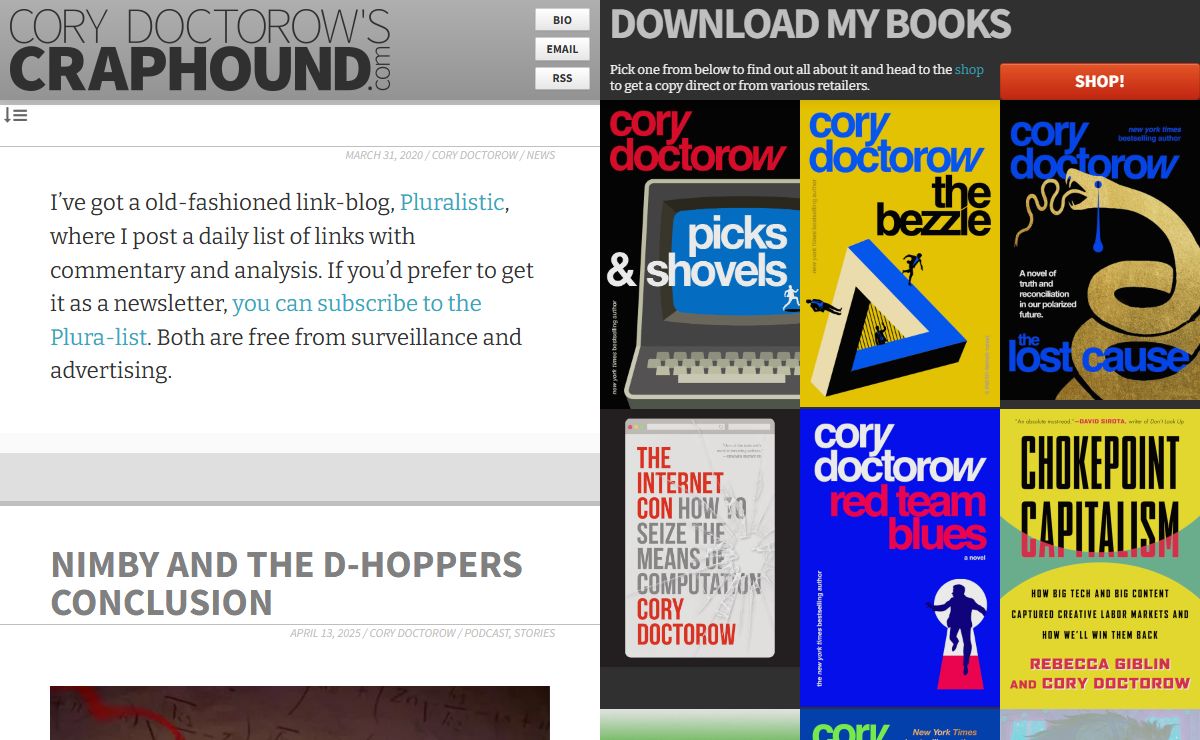 Cory Doctorow's craphound.com | Cory Doctorow's Literary Works