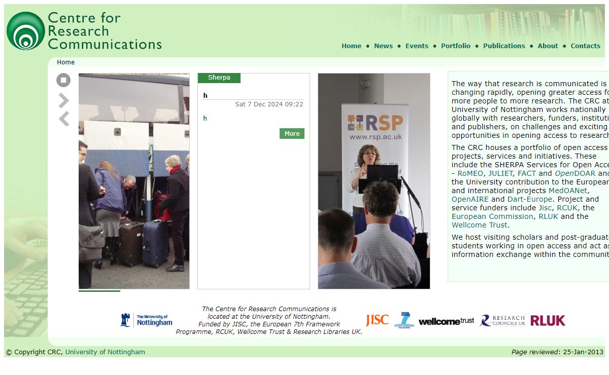 Centre for Research Communications - Home Page