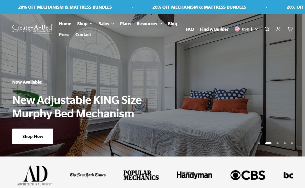 Create-A-Bed® Murphy Bed Mechanisms, Mattresses & Bedding