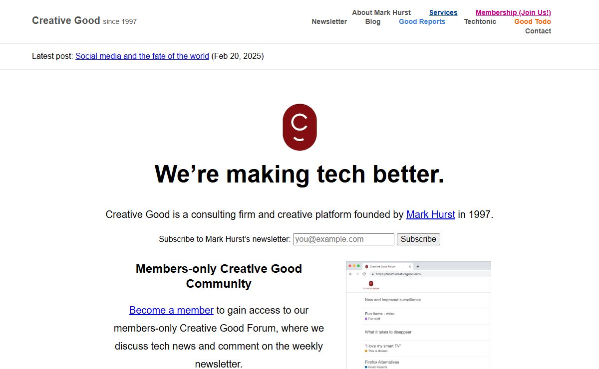 Creative Good: projects from Mark Hurst, since 1997