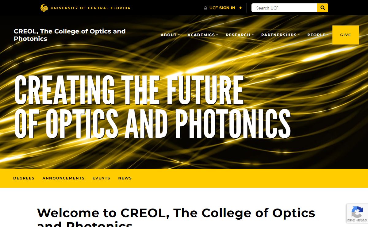 CREOL, The College of Optics and Photonics – Research and education in optical and photonic science and engineering