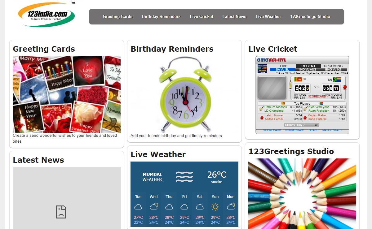 Live Weather, Live Cricket, Latest News - 123india.com