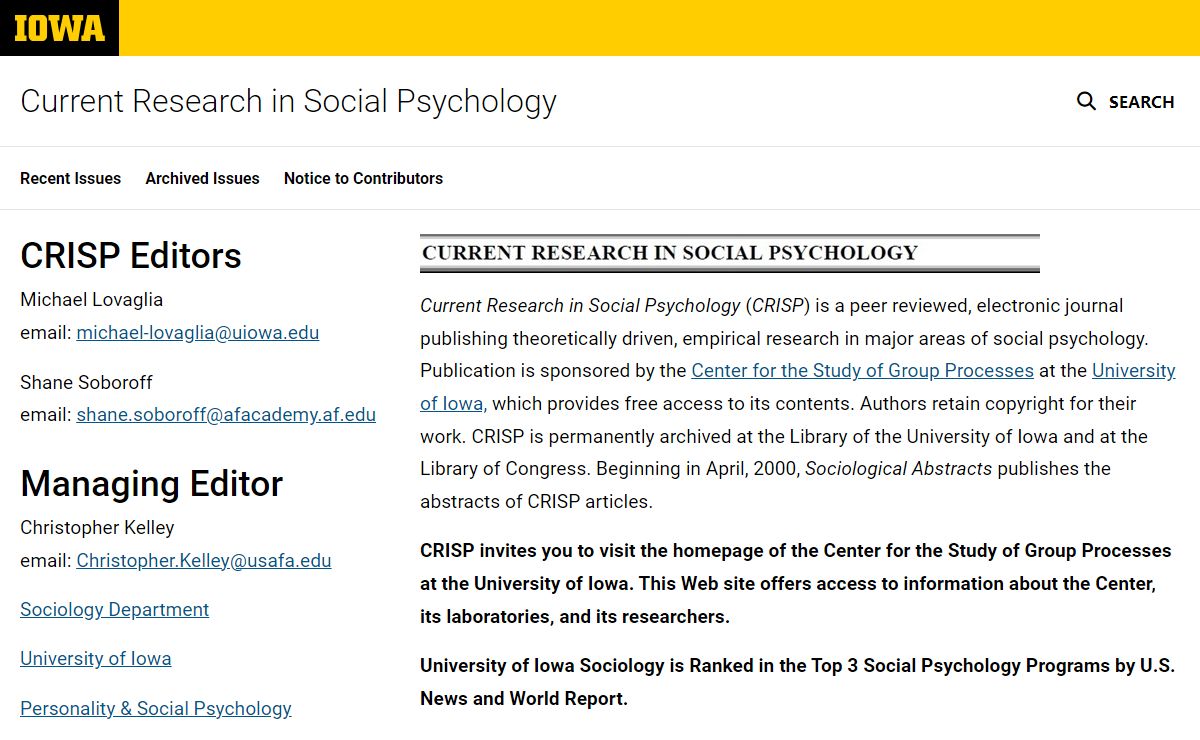 Current Research in Social Psychology | The University of Iowa
