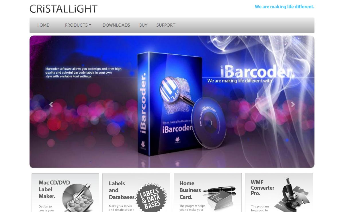 Cristallight Software - applications for mac, mac barcode generator, cd/dvd label maker, mac wmf and pdf image converter, mail merge mac.