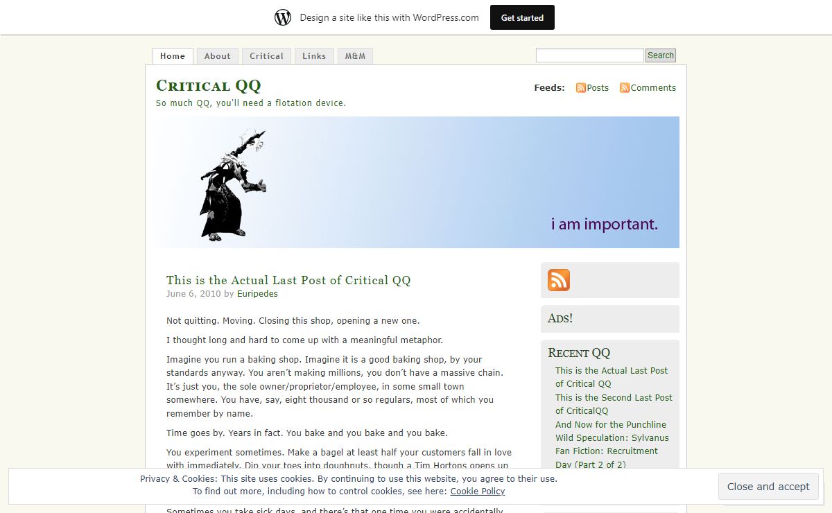 Critical QQ | So much QQ, you'll need a flotation device.