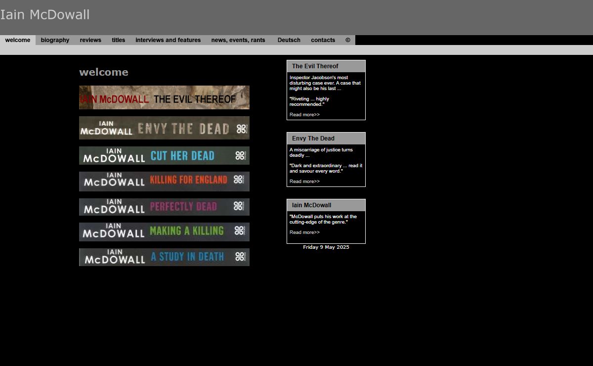 the Iain McDowall website ... welcome