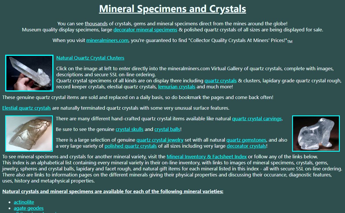 Crystals and Mineral Specimens