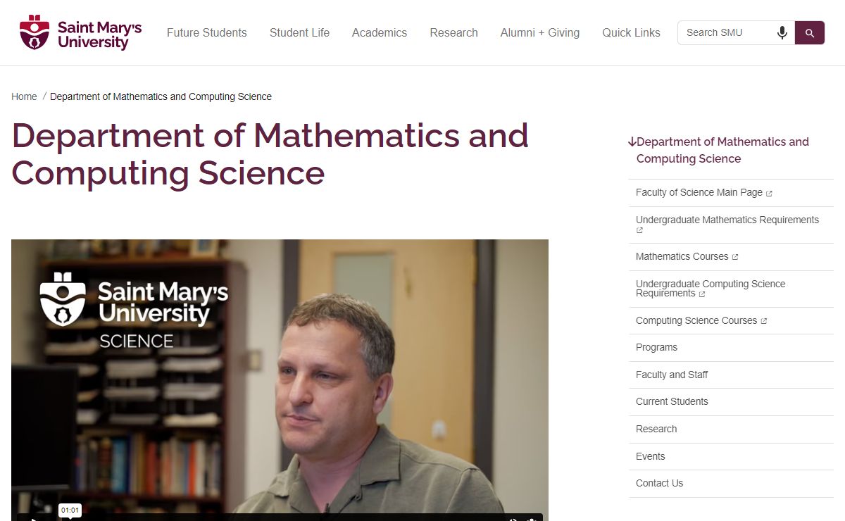 Department of Mathematics and Computing Science | Saint Mary's University