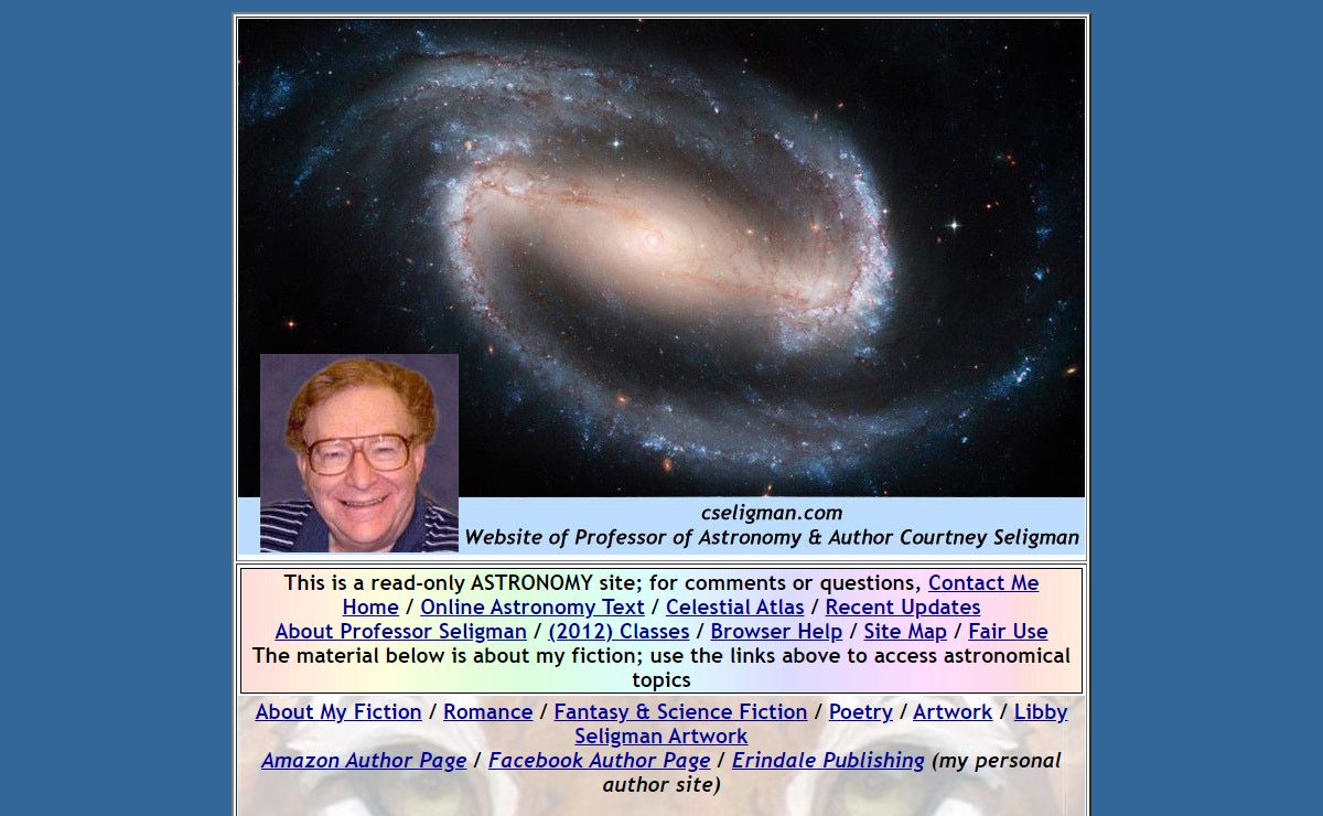 Website of Professor of Astronomy and Author Courtney Seligman