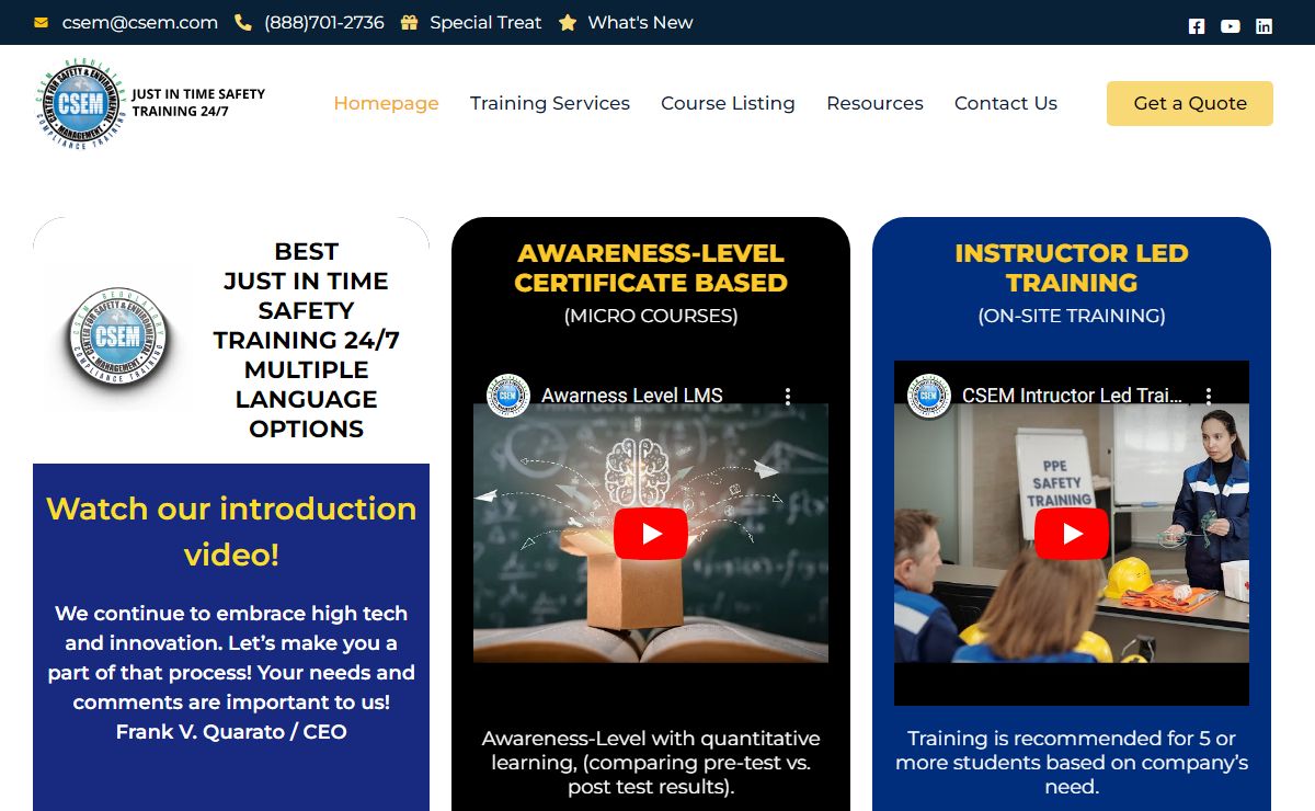 Training in Safety and Environmental Management | CSEM