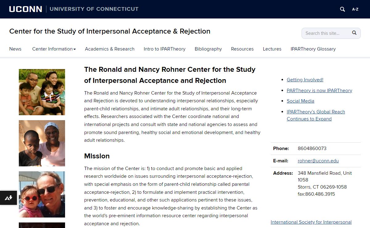 The Ronald and Nancy Rohner Center for the Study of Interpersonal Acceptance and Rejection | Center for the Study of Interpersonal Acceptance & Rejection