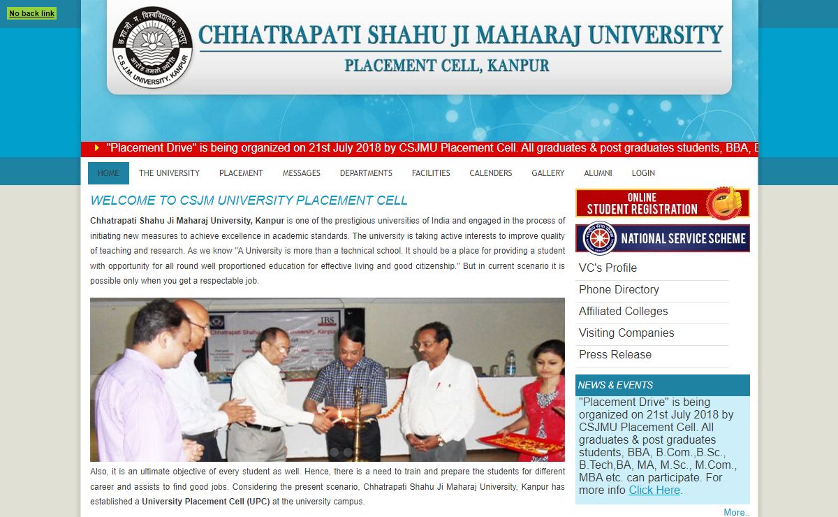 Chhatrapati Shahu Ji Maharaj University Placement Cell, Kanpur