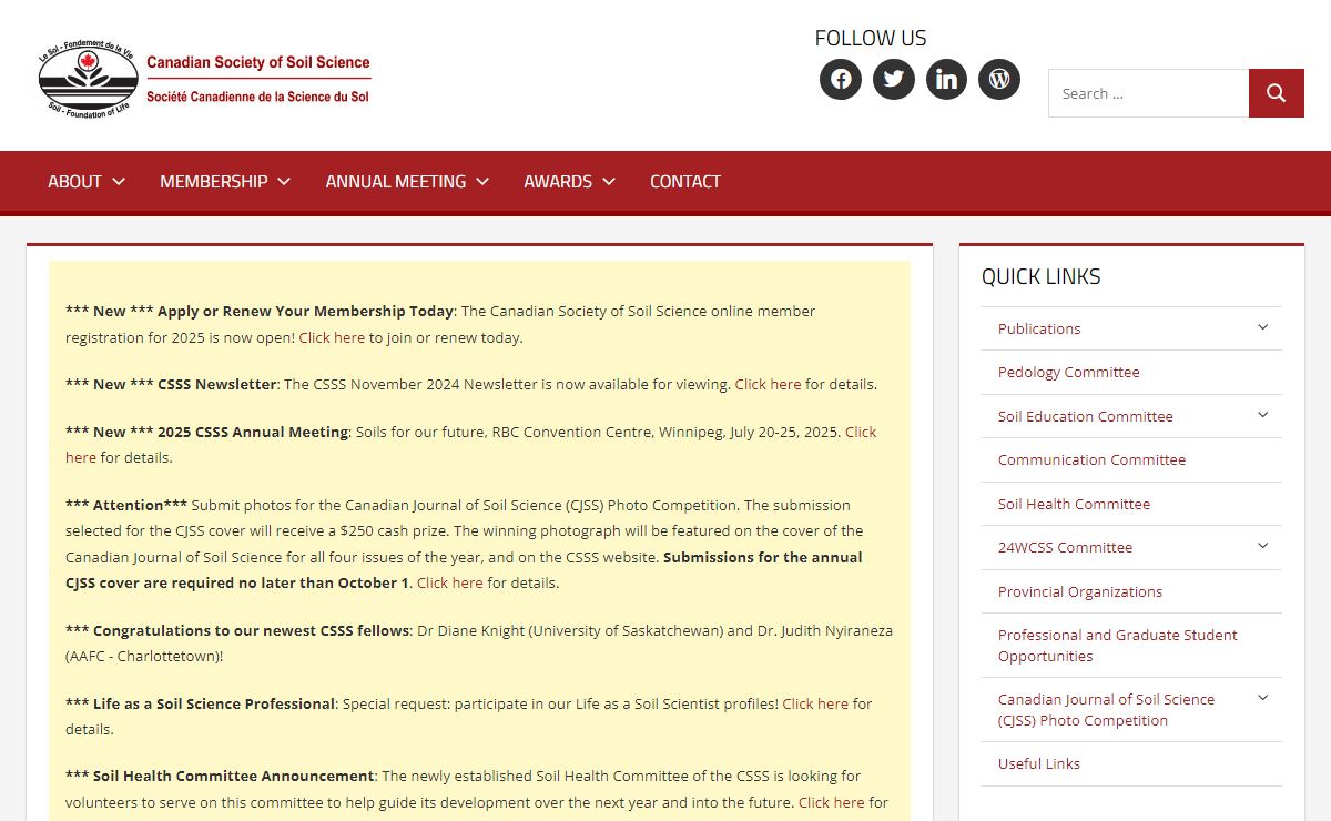 CSSS – Canadian Society of Soil Science – La société canadienne de science du sol