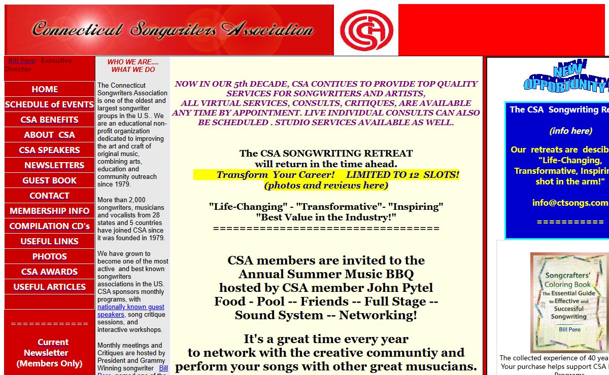 CSA - Connecticut Songwriters Association:  Bill Pere, President