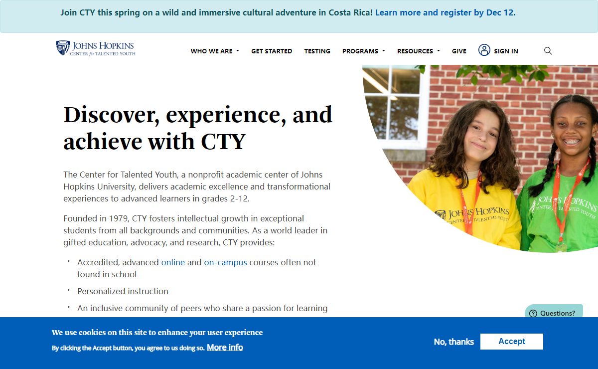 Johns Hopkins Center for Talented Youth (CTY) | Gifted Education Programs
