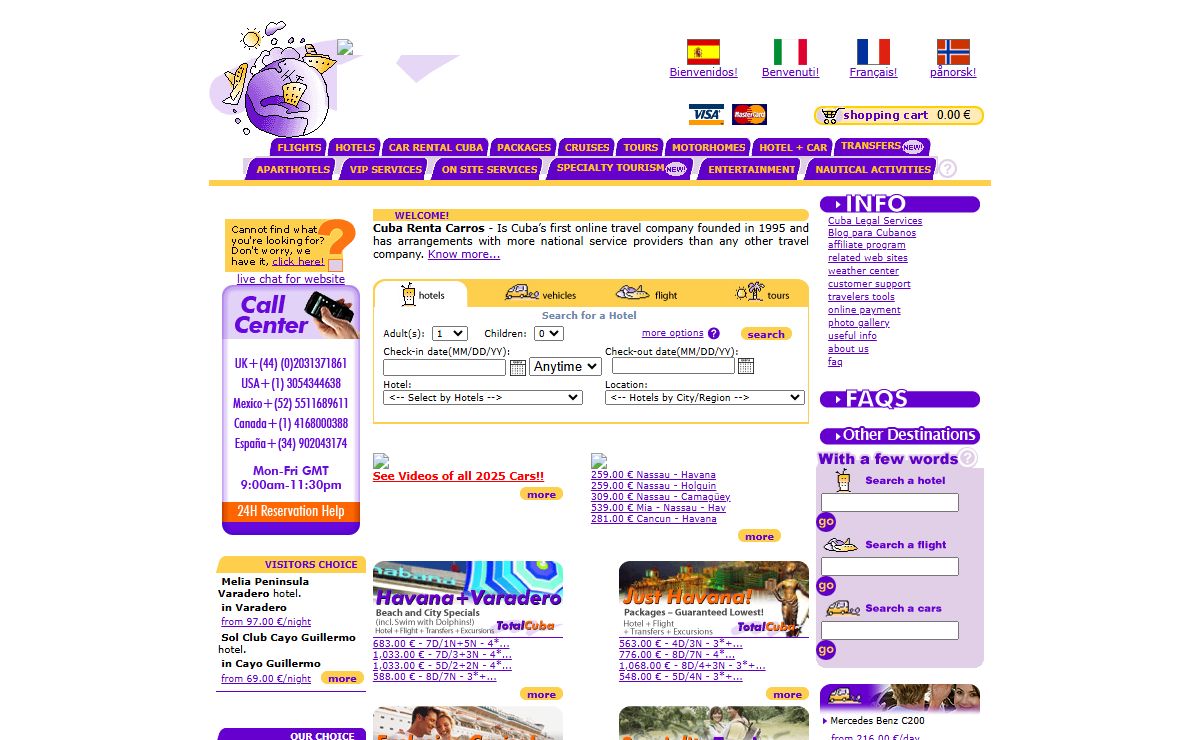 Cuba Travel Specialist since 1995, Cuba Renta Carros with traveler assistance in Havana, Varadero and Nationwide