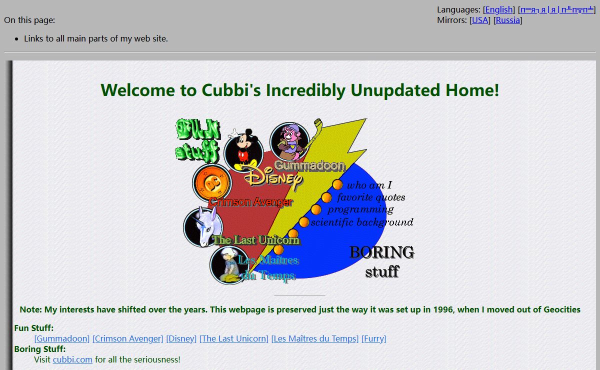 Cubbi's home: Main Index Page