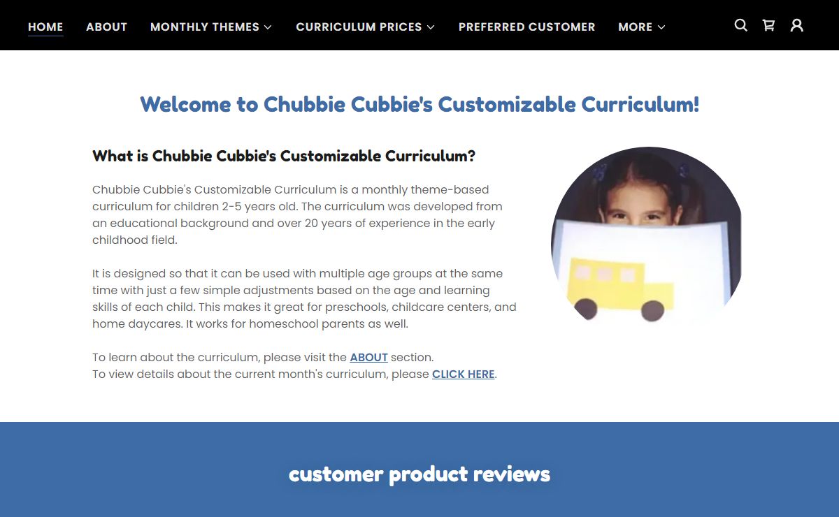 Chubbie Cubbie's Customizable Curriculum - Monthly Theme Based Toddler and Preschool Curriculum, Teaching Supplies, Preschool Craft Supplies