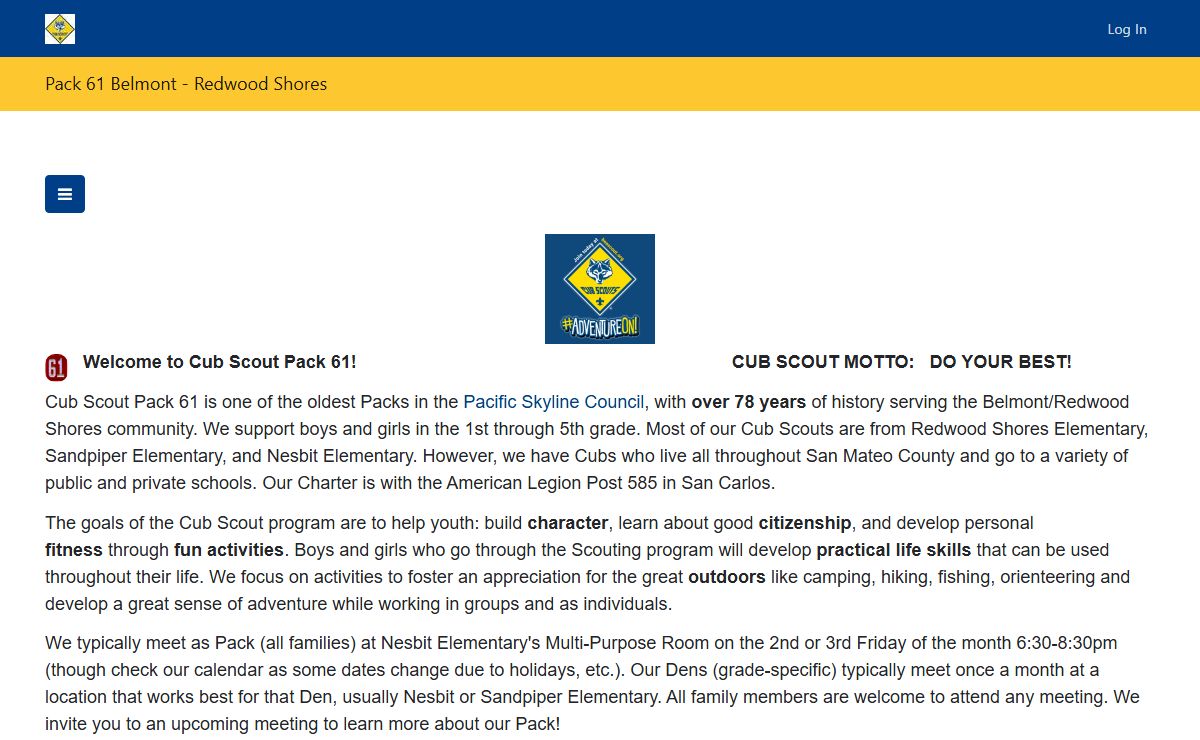Welcome to Pack 61 Belmont-Redwood Shores