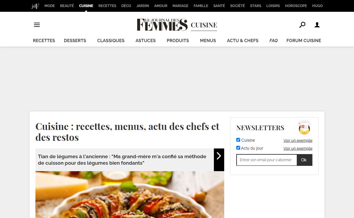 Recette de cuisine : 60 000 recettes de cuisine française et du monde