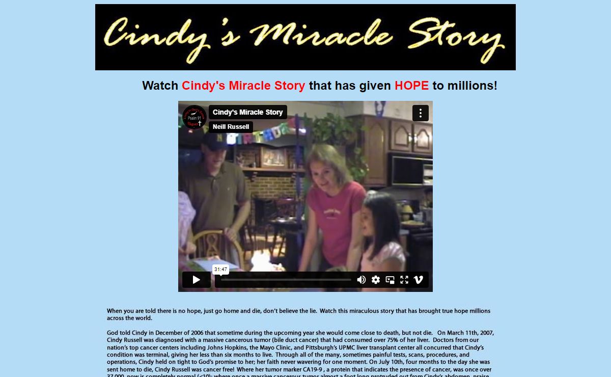 Cindy's Miracle Story