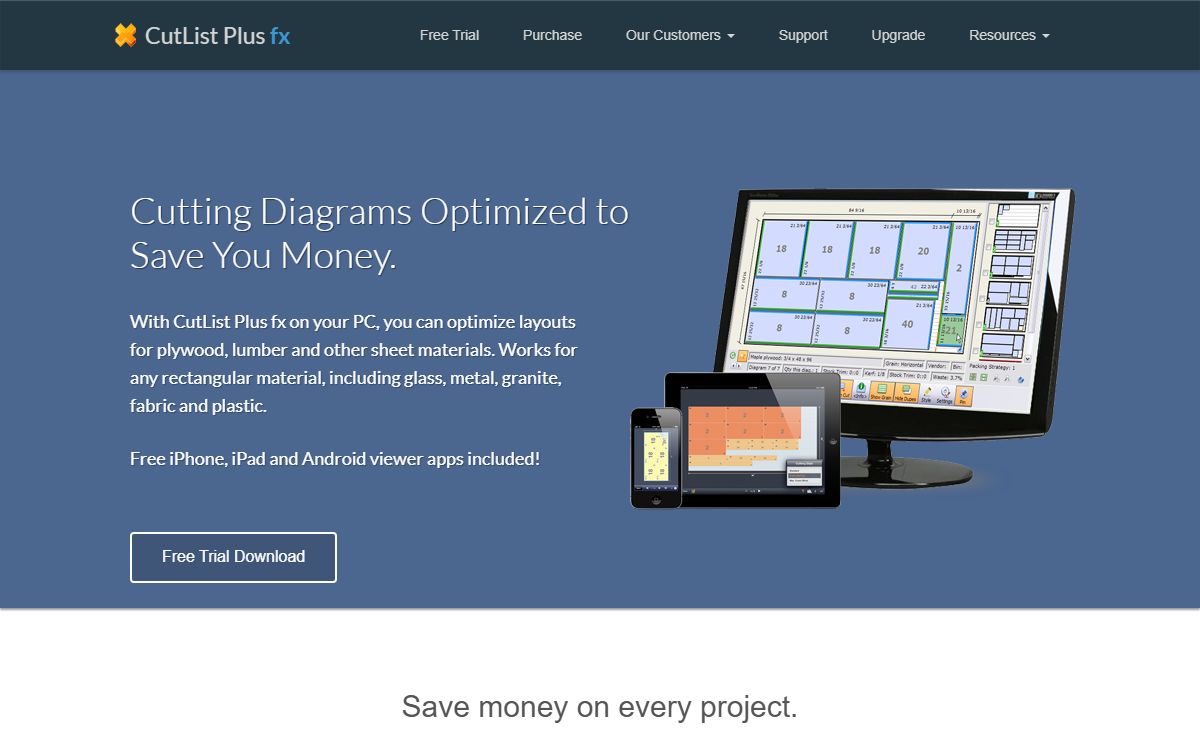 CutList Plus Cutting Diagram Software: Sheet Layout Optimizer for Plywood Panels and Lumber