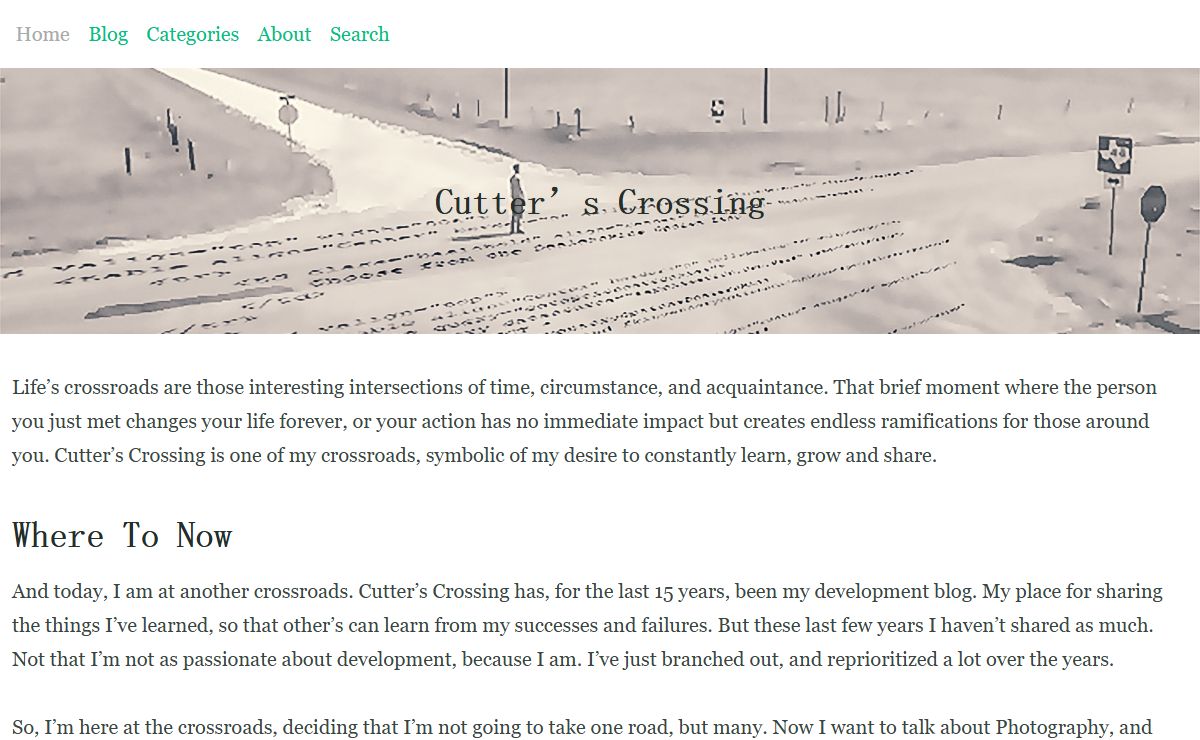 Cutter’s Crossing | We talk about web development, often covering the three core pillars: HTML, CSS, and Javascript. There is a lot of legacy content here, discussing everything from ColdFusion to ExtJs, as well as more current stuff like modern EcmaScript, etc.