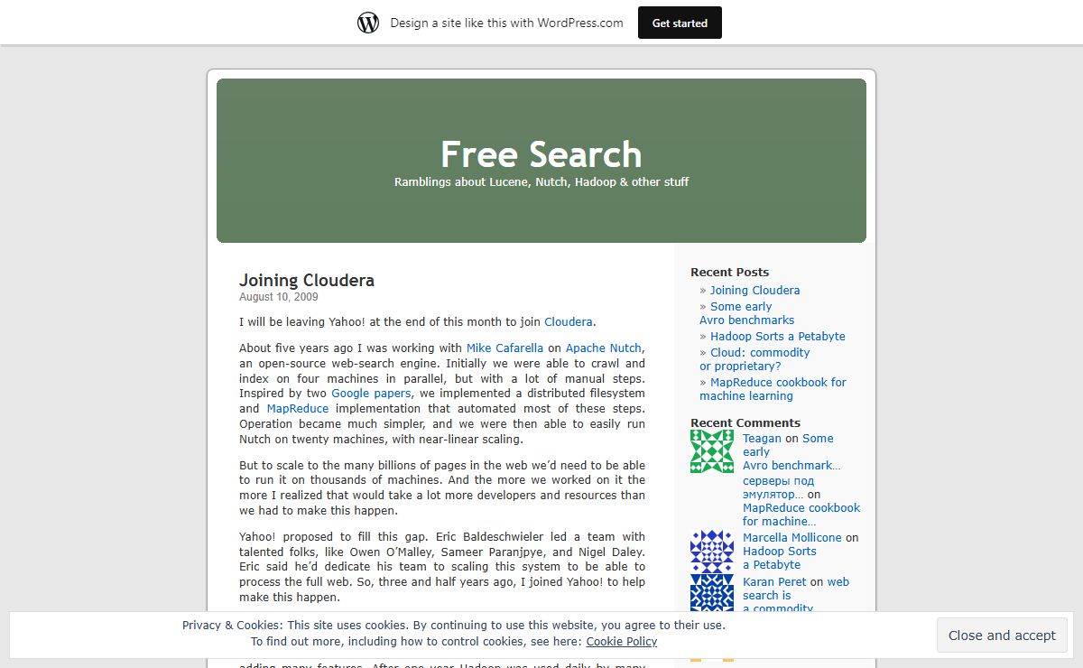 Free Search | Ramblings about Lucene, Nutch, Hadoop & other stuff