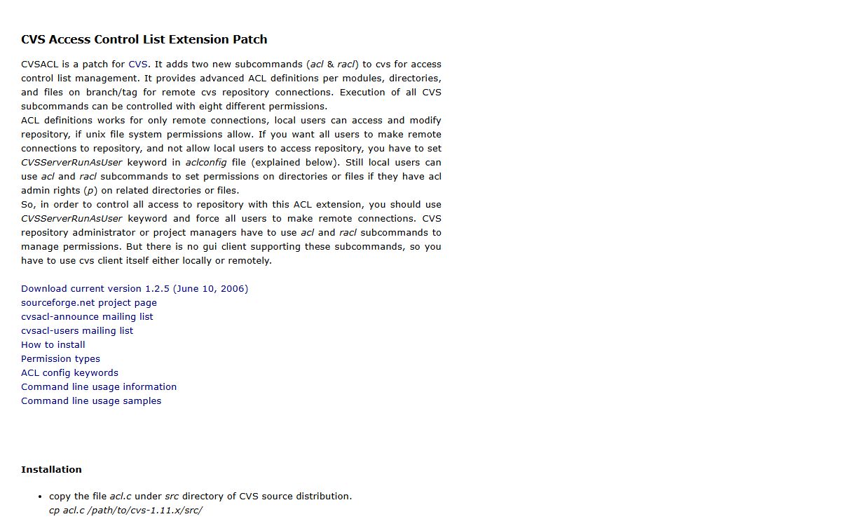CVS Access Control List Extension Patch