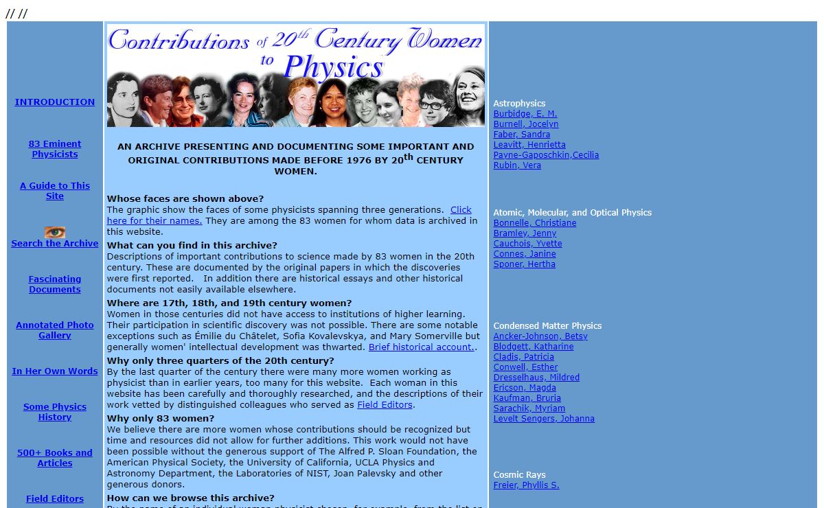CONTRIBUTIONS OF 20TH CENTURY WOMEN TO PHYSICS
