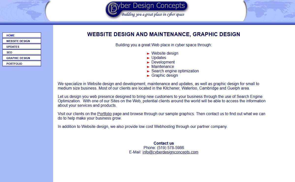 Website design, Kitchener, Waterloo by Cyber Design Concepts