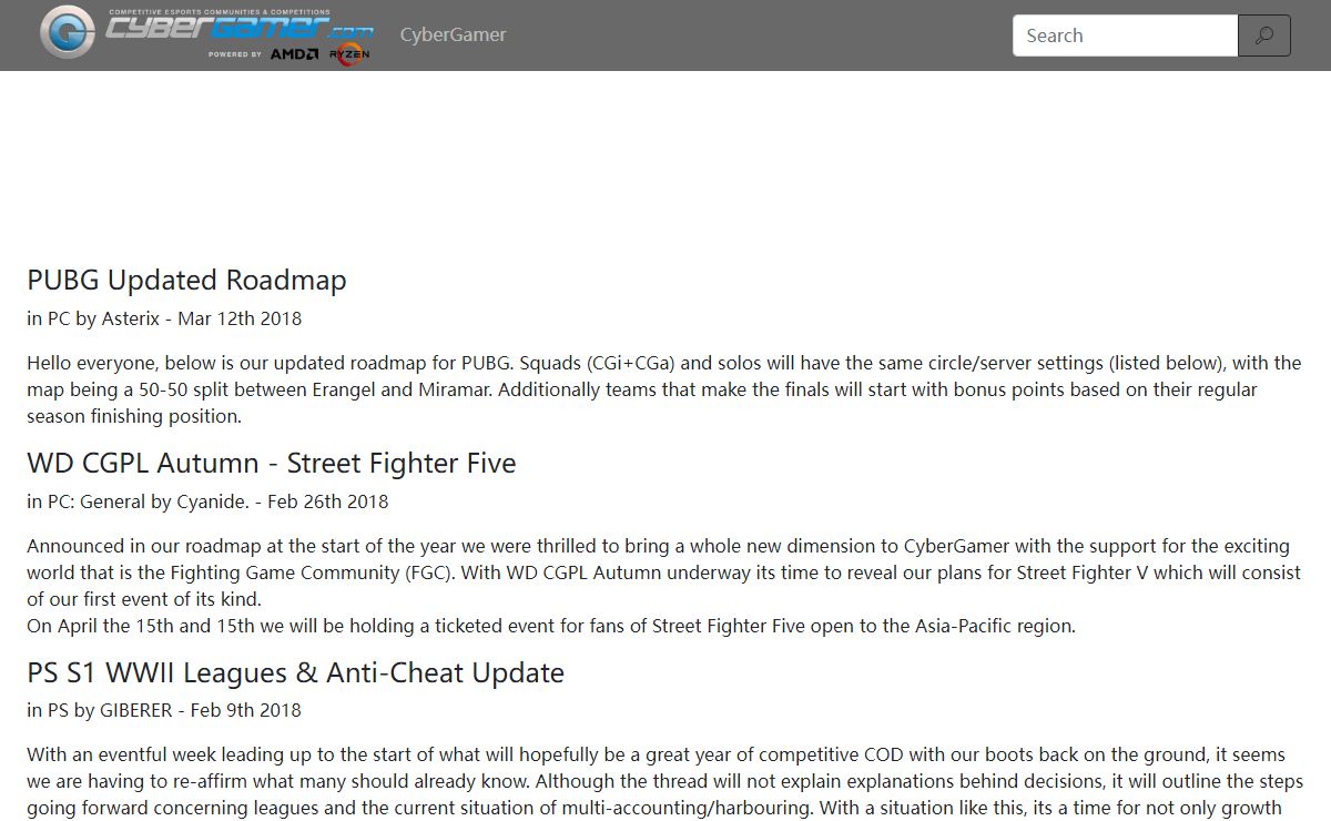 CyberGamer - Tournaments, Ladders and Leagues for PC, PS and XBOX