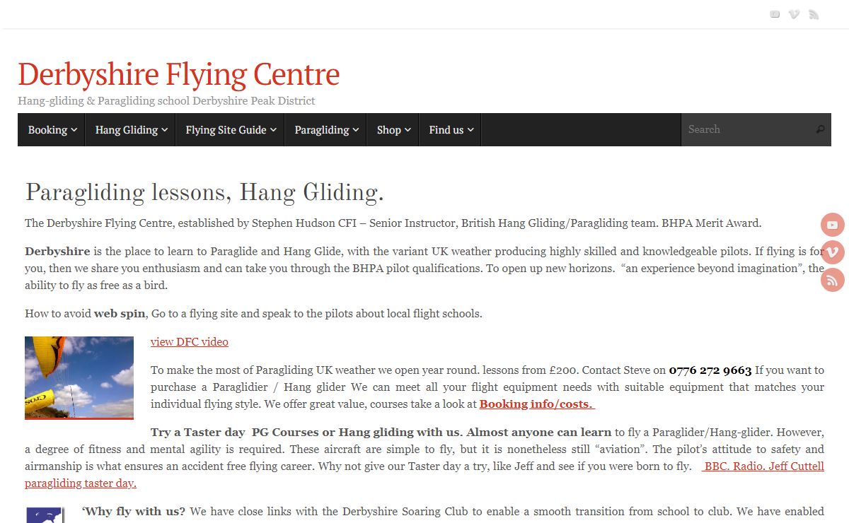 Derbyshire Flying Centre – Hang-gliding & Paragliding school Derbyshire Peak District