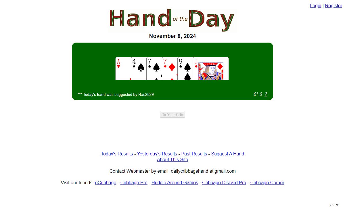 Daily Cribbage Hand