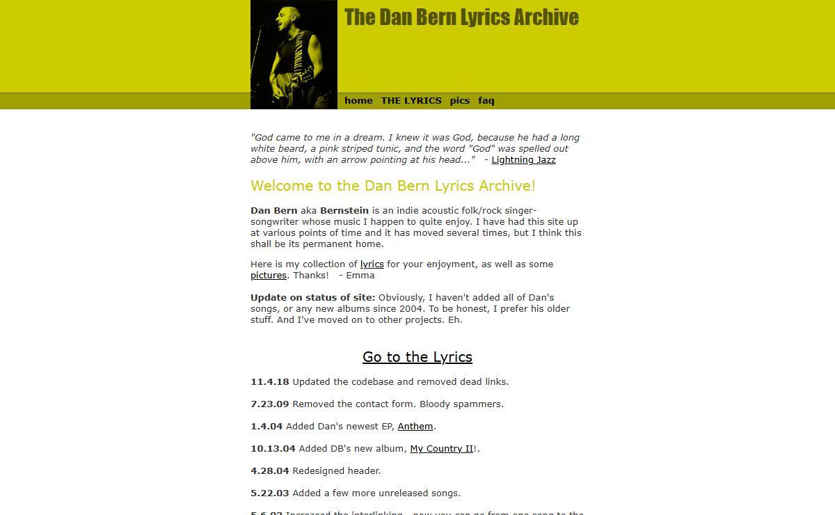 The Dan Bern Lyrics Archive