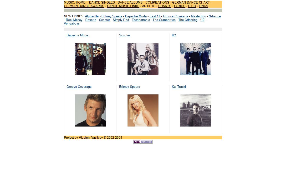 Pop On Top: Artists - Charts - Lyrics - Links | Pop Music - Rock Music - Rap Music - Dance Music - Disco Music - Techno Music - Trance Music - House Music - Rave Music - Electro Music - Soul Music - Hip Hop Music - Rock'n'Roll Music