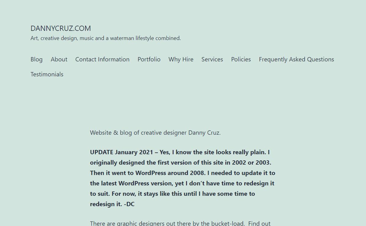 dannycruz.com – Art, creative design, music and a waterman lifestyle combined.