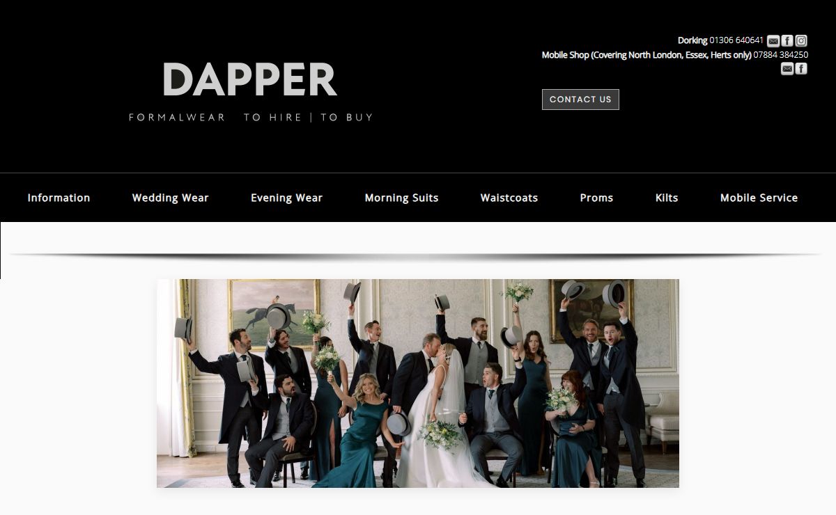 Mens wedding suit hire - Dapper Surrey, Herts, Dorking, Surbiton, Barnet