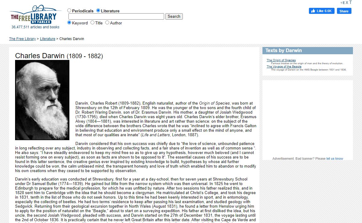 Charles Darwin - Free Online Library