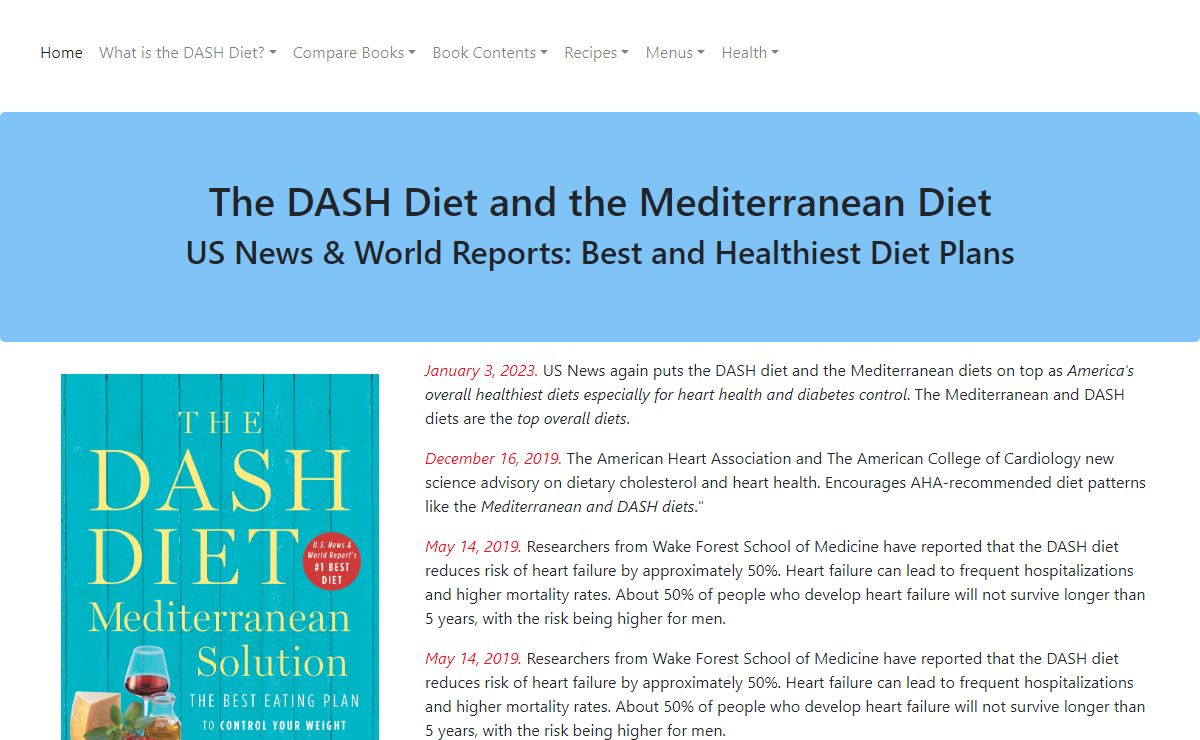 The DASH Diet for Healthy Weight Loss, Lower Blood Pressure and Cholesterol