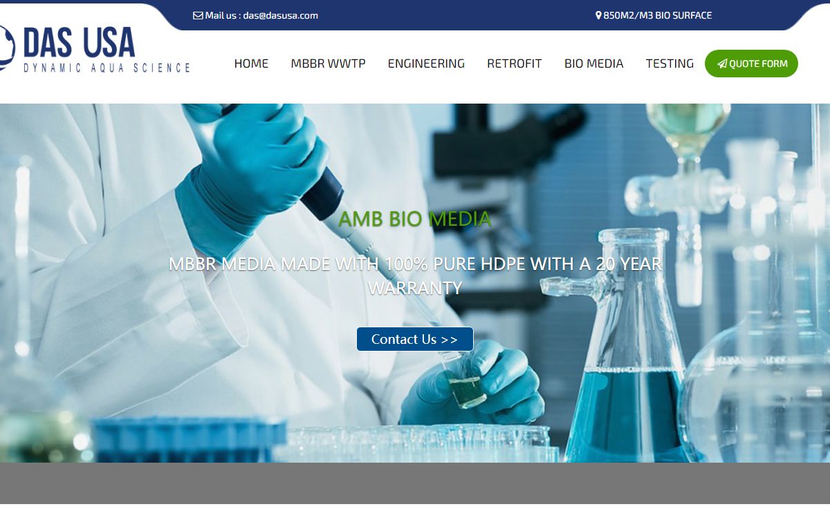 DAS USA | Moving Bed Biofilm Reactor MBBR Filter Media WWTP