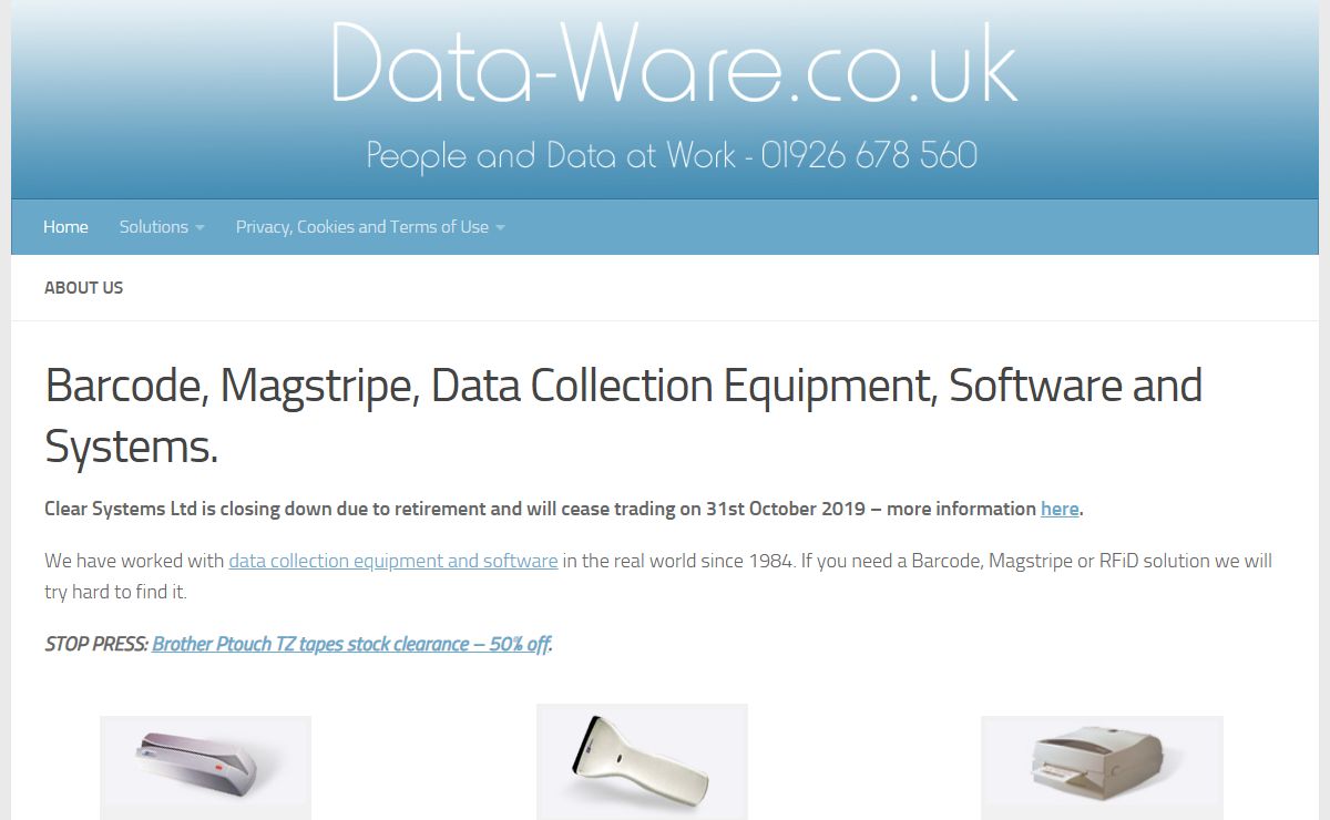 Data-Ware.co.uk – Barcode, Magstripe, Data Collection Equipment, Software and Systems. We have worked with data collection equipment and software in the real world since 1984. If you need a Barcode, Magstripe or RFiD solution we will try hard to find it.