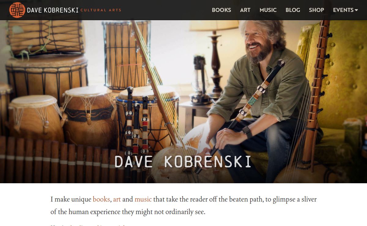The website of author, artist, musician Dave Kobrenski
