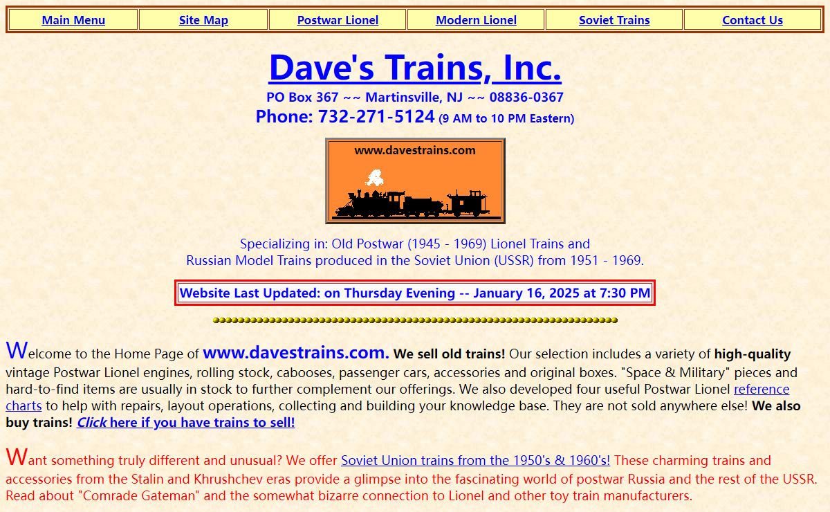 Dave's Trains, Inc. - Postwar Lionel Trains, Soviet Union (Russian) Trains
