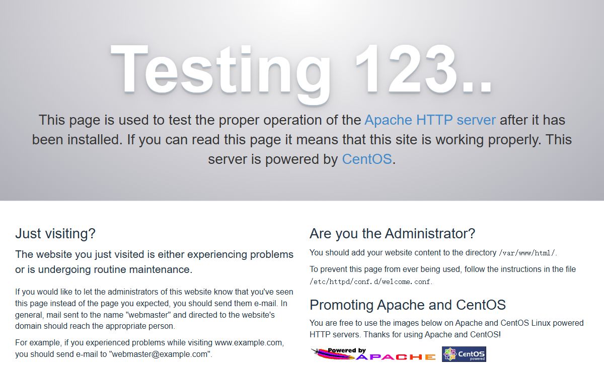 Apache HTTP Server Test Page powered by CentOS