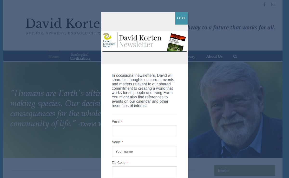 David Korten – Author, Speaker, Engaged Citizen